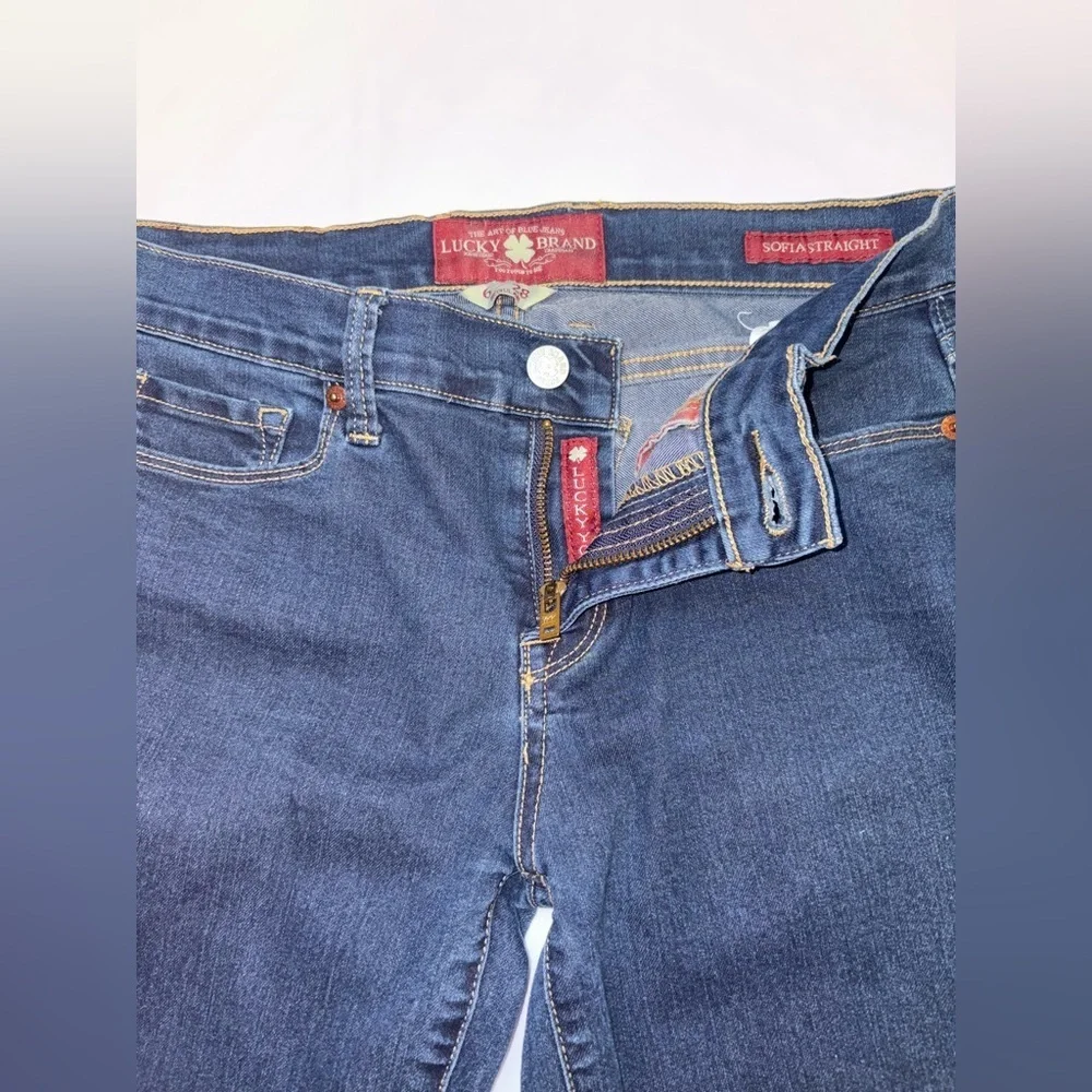 Lucky Brand Size 6/28 Regular Dark Wash Sofia Straight Mid Rise Jeans - Picture 8 of 11